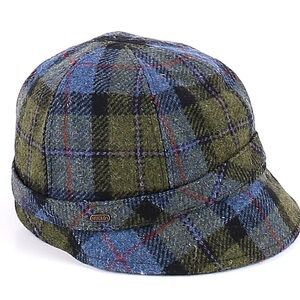 Plaid Wool Hat - Blue and Green